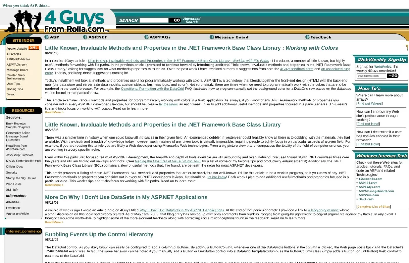 Screenshot of 4 Guys From Rolla circa 2005